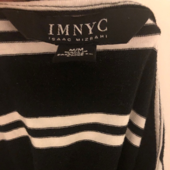 IMNYC Classy Black 3/4 Sleeve 100% Cotton Top with White Stripes - Picture 4 of 4